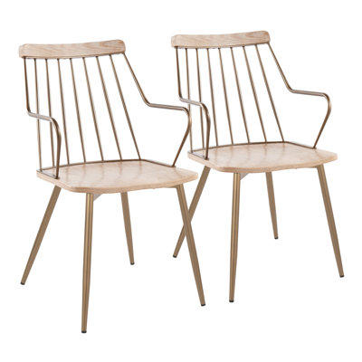 Chaise d'appoint Preston Farmhouse en cuivre antique et bois blanchi par Lumisource