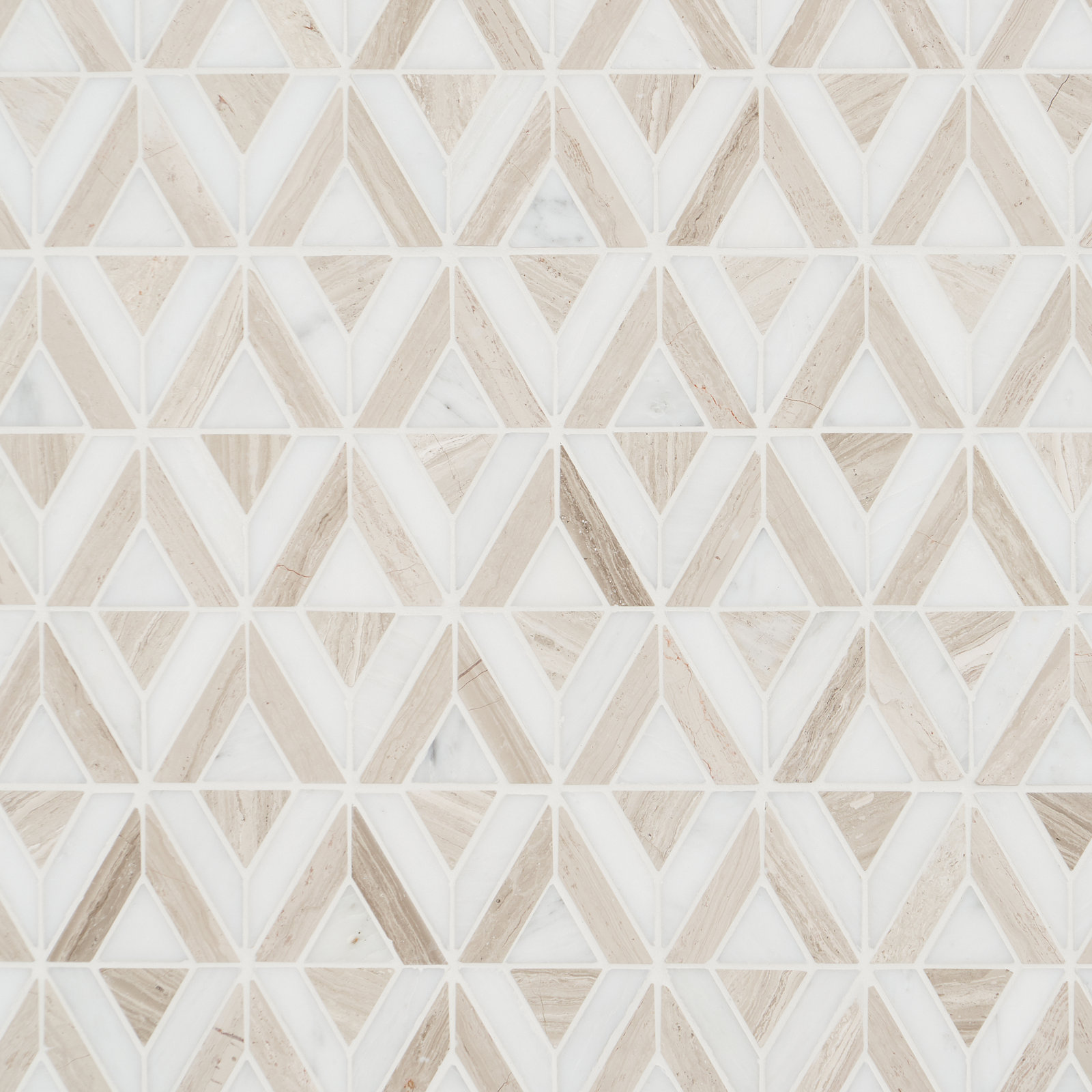 Polar White 11" x 12" Marble Mosaic Tile, Wooden Beige