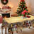 1pc Christmas Themed Print Tablecloth, Golden Round Rectangle Table Cloth With Santa Claus, Mantel Para Mesa De Comedor, Xmas Decor, Holiday Party Indoor Dining Decor, Festive Home Kitchen Accessory Gifts-297340339