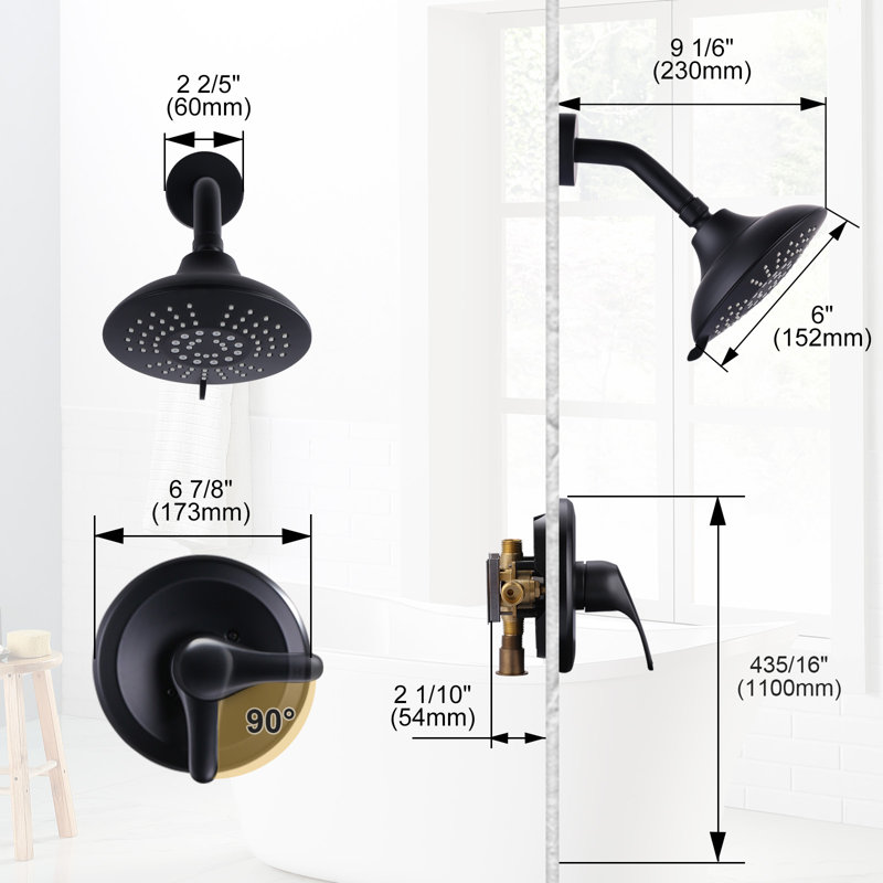 5-Spray Shower Faucet 1.8 GPM With Pressure Balance, Matte Black
