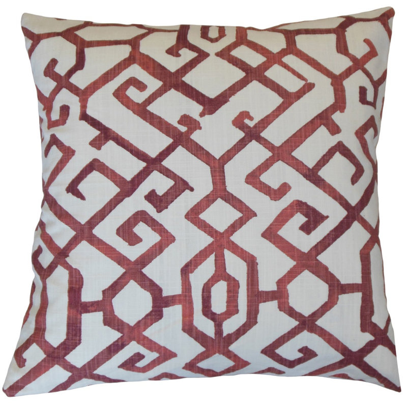 Coussin décoratif en coton Geometric, Hauteur (22 po) x largeur (22 po), Bleu