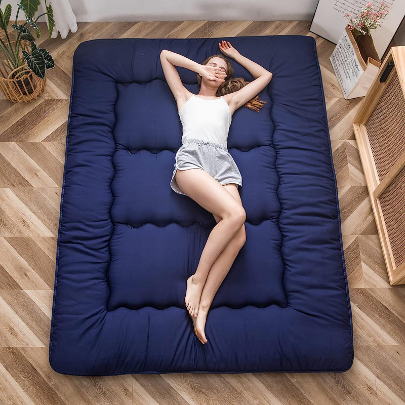 Missoula Queen 4 in. Memory Foam Mattress Pad, Navy