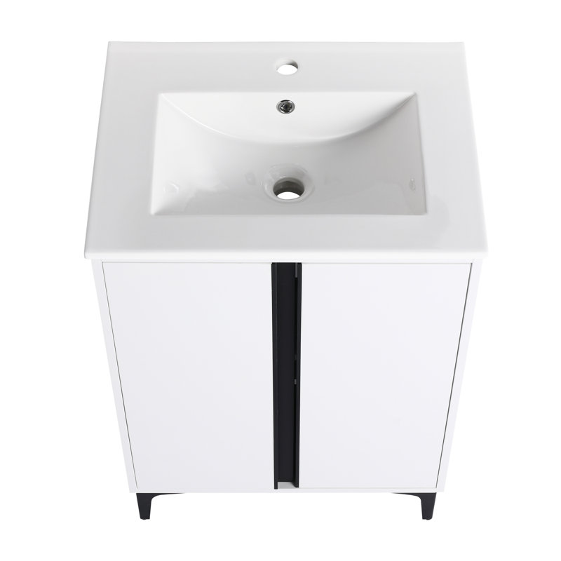 Amaire 24 " W Free Standing Wall Mounted 1 Single Vanity Bathroom Vanity With Ceramic Top