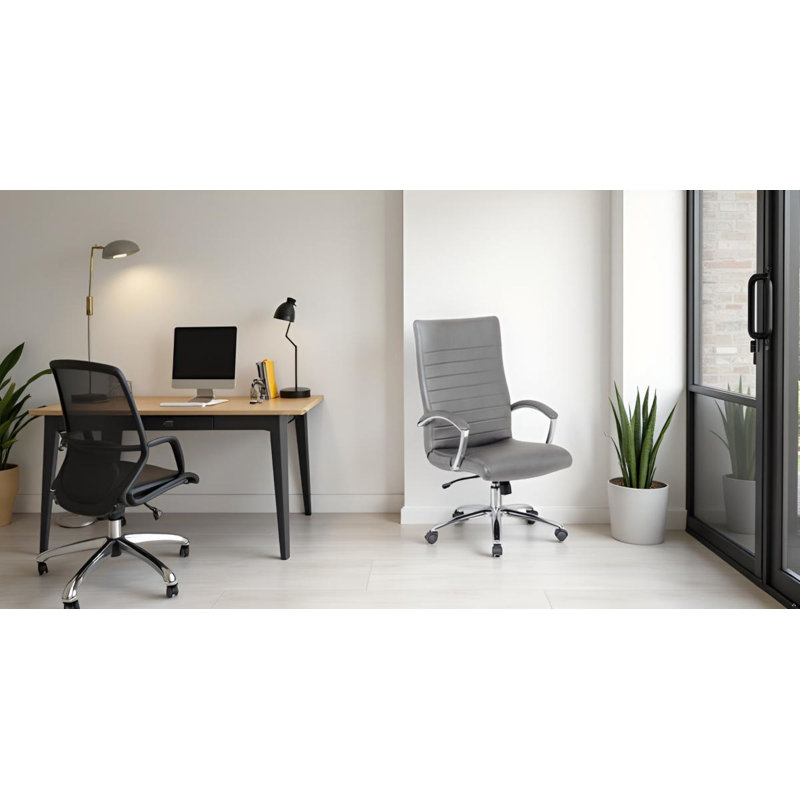Chaise de bureau Bunjee Mid-Century, Gris, 27.5"