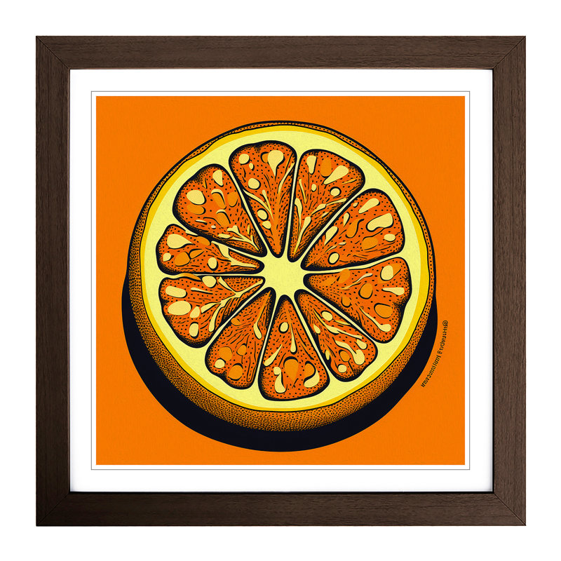 Orange Fruit Pop Art - Framed Print, Walnut
