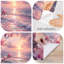 Papier peint adhésif pelez et collez, fleurs de magnolia rose, océan serein, coucher de soleil, ciel pastel doux, auto-adhésif et amovible