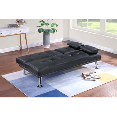 Canapé réglable en similicuir 1 pièce avec table pliante et porte-gobelets