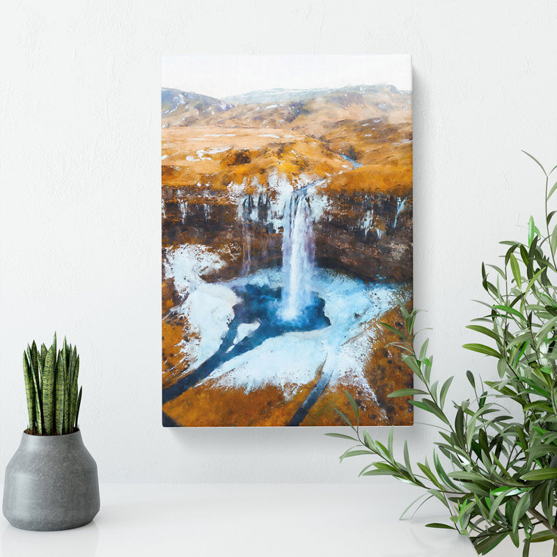Seljalandsfoss Waterfall In Iceland Vol.2 - Wrapped Canvas Painting, 50cm H x 35cm W x 3cm D