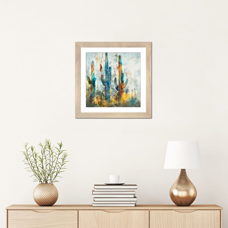 «Saguaro Forest» encadré par Scott Brems, H 16 po x l 16 po x P 1 po, Papier avec cadre photo en bois naturel, Oui