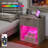 Nightstand With Power Outlet, Bedside Table With Drawer Storage And Lights, 7 Lighting Modes,Wood Wide Bedside Stand Mid Century Night Stands For Bedroom Living Room Office-1999619623