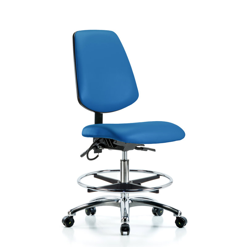 Tristan Drafting Chair, Blue, Casters, Included