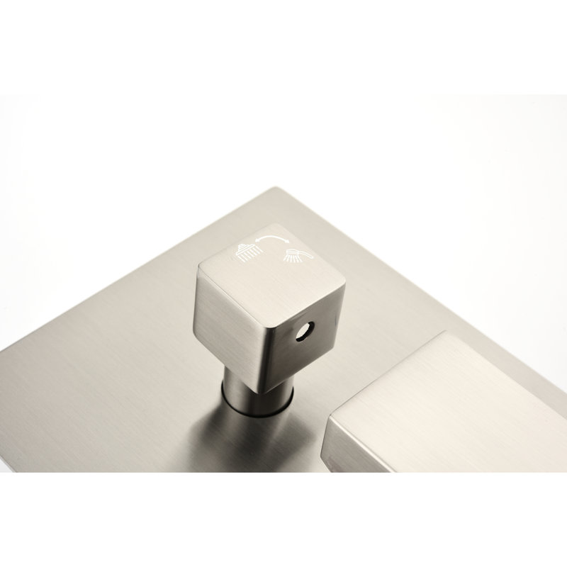 2 - Way Outlet Solid Brass Shower Diverter With Balance Mixing And 1/2 Thread, Brushed Nickel Surface Balanced Valve Made From Entrances Outlets, Rough In Handle Replacement