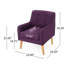 Chaise avec accoudoirs en tissu mauve, rembourrée pour plus de confort et pieds en bois de bouleau avec dossier, base