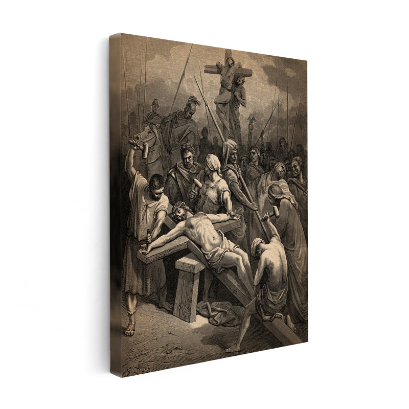 Crucifixion de Jésus, H 11 po x l 14 po, Affiche, Encadrement brun