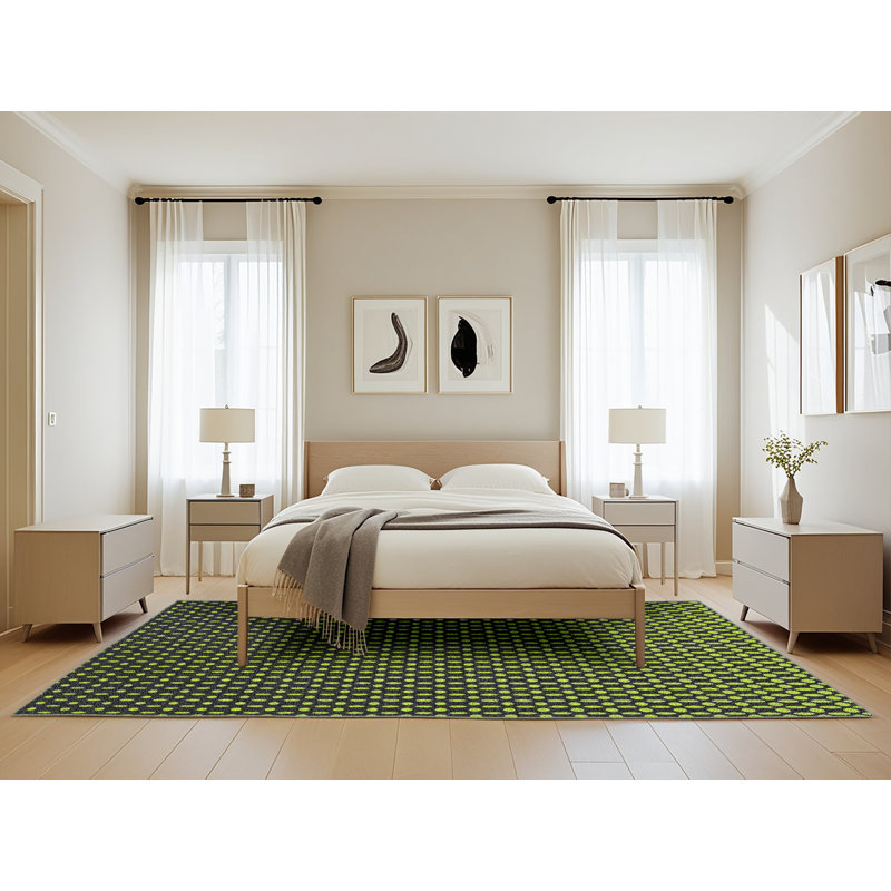 Tapis vert / noir à motif géométrique Vauxhall, Rectangle 5 pi x 8 pi