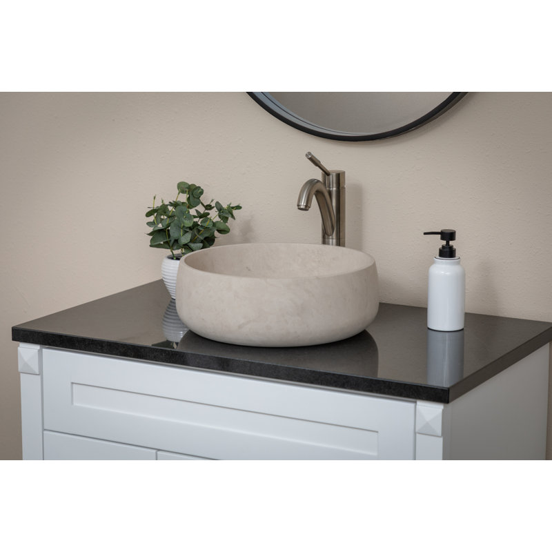 Eden Bath 16'' Natural Stone Circular Bathroom Sink, Beige