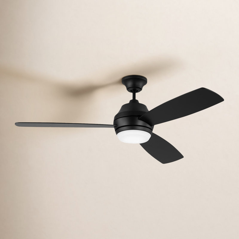Rivers 52'' Ceiling Fan with LED Lights, Midnight Black, Midnight Black