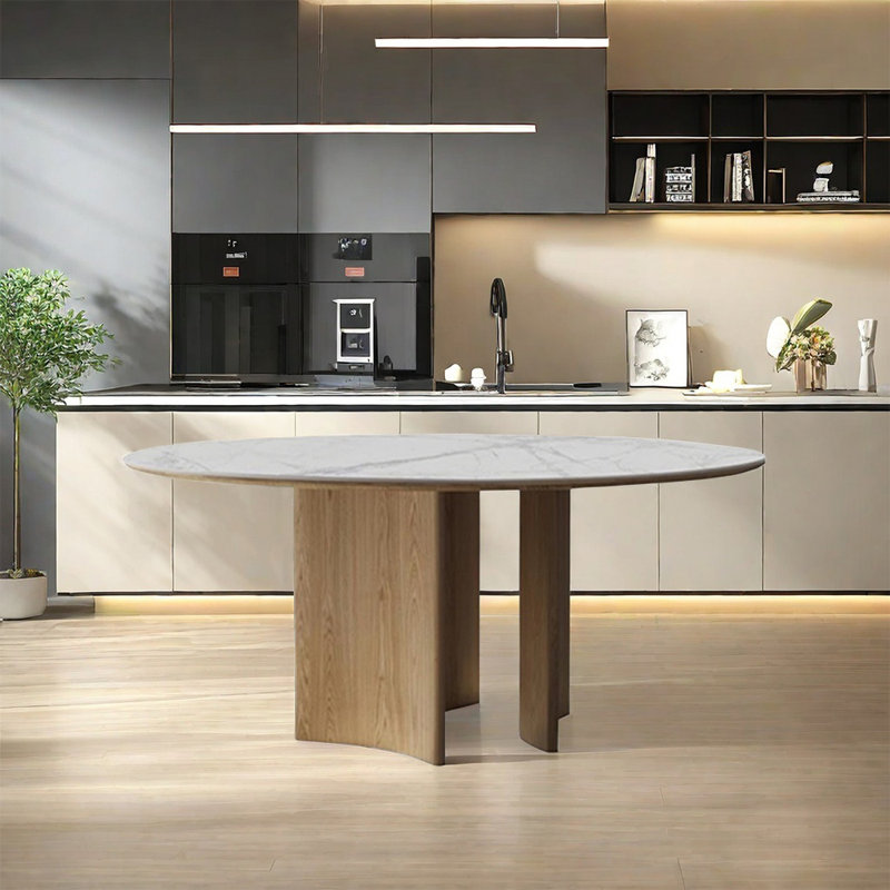 Modern simple home round dinning table, 29.5"H x 47.2"L x 47.2"W