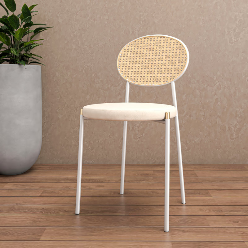 Mercer41 Modern Modern Wicker Dining Chair with Velvet Round Seat