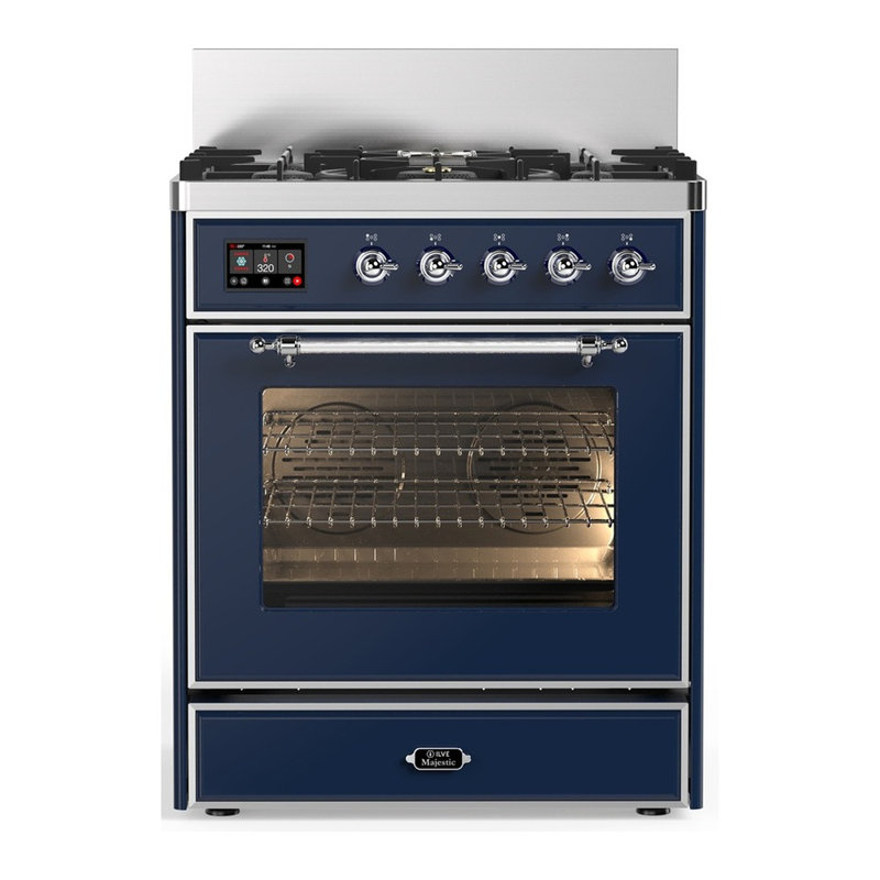 Majestic III Series 30 Inch Dual Fuel Range with 5 Sealed Burners in Emerald Green (Natural Gas, Burnished Trim), Chrome