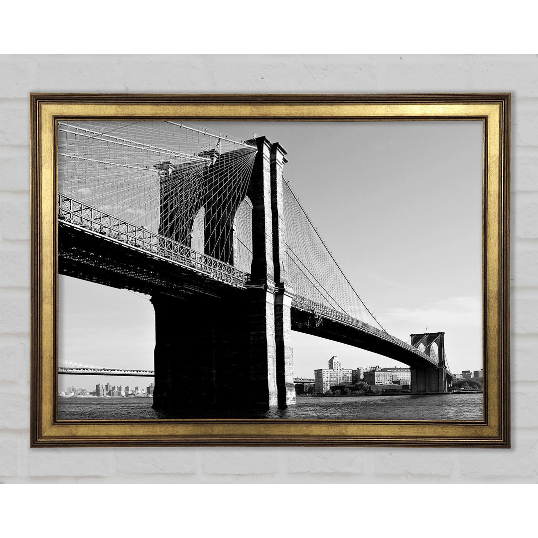 Brooklyn Bridge B N W - Einzelner Bilderrahmen Kunstdrucke auf Holz