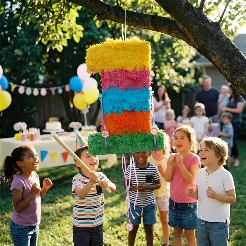 Fax Potato - Pinatas Number 1 Cardboard Pinata, Stick and Blindfold Set - W35cm x D7.5cm x H50cm - Multi