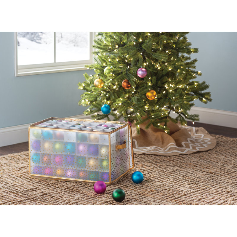 11.8" H x 20.67" W x 11.8" D Ornament Storage, Gold