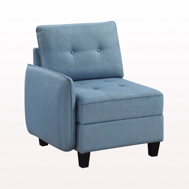 Chaise de salon modulaire 1 pièce capitonnée bleue