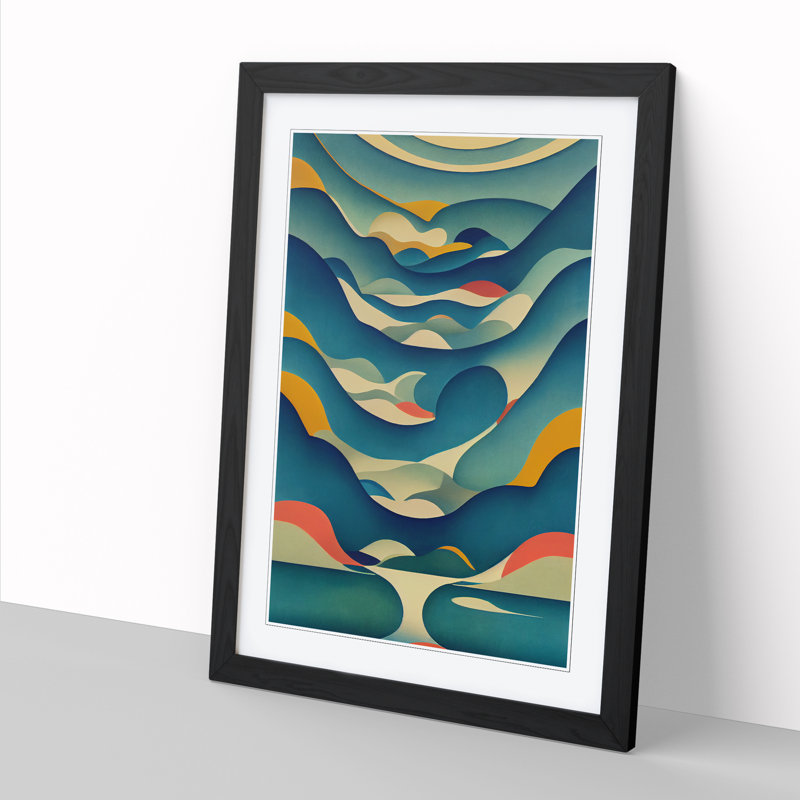 Stream Abstract Vol.1 - Single Picture Frame Print, Oak, 64cm H x 46cm W x 2cm D