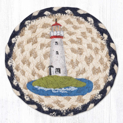  LC-830 White Lighthouse Round Large Coaster 7"x7"