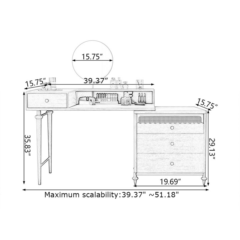Makeup Vanity with Light mirror,4 drawers,Power Outlet