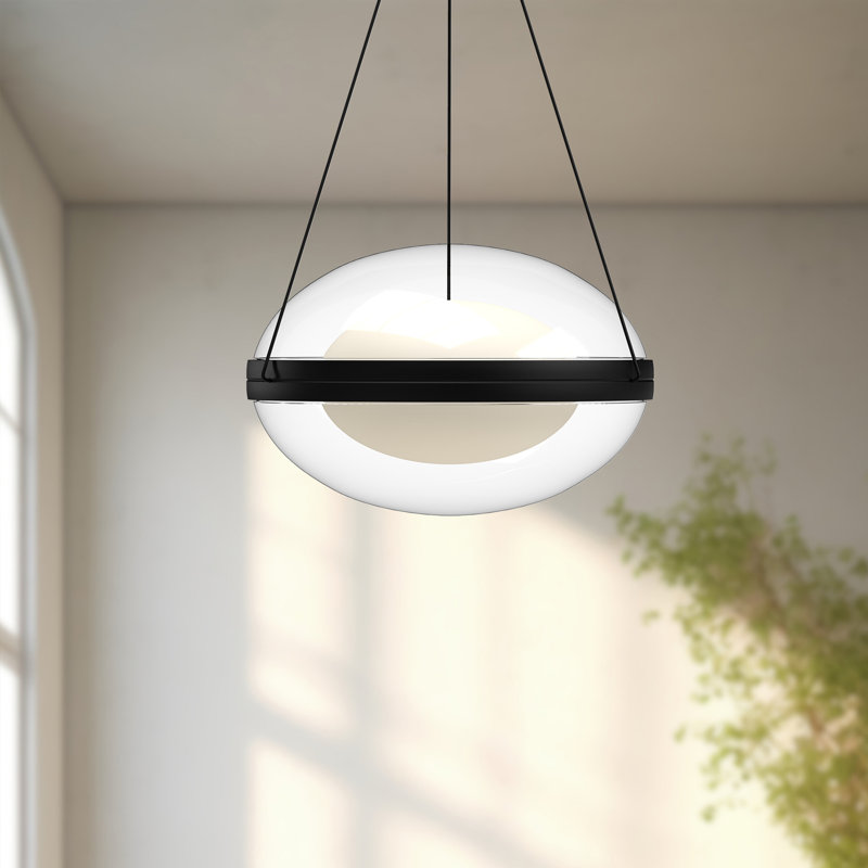 Virgo 1 - Light LED Pendant, 8.25" H x 12.13" W x 12.13" D, Black