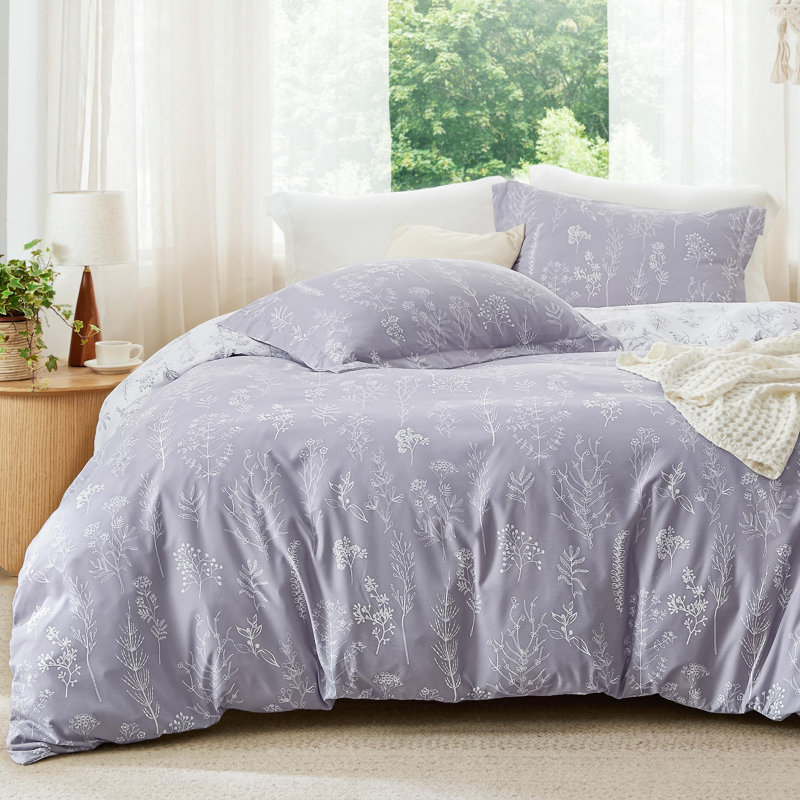 Best Seller Bedsure Comforter Set Reversible Cute Floral Bedding, 89GSM, Lavender, Full Comforter + 2 Standard Pillow Sham