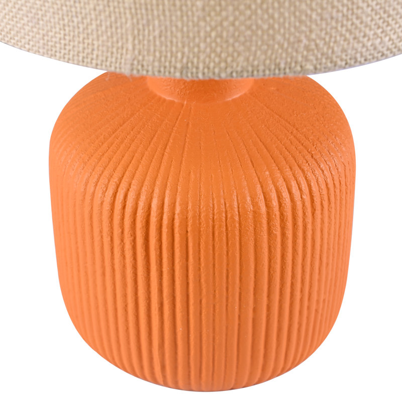 Lampe de table en céramique 17,5 ", Peint en orange