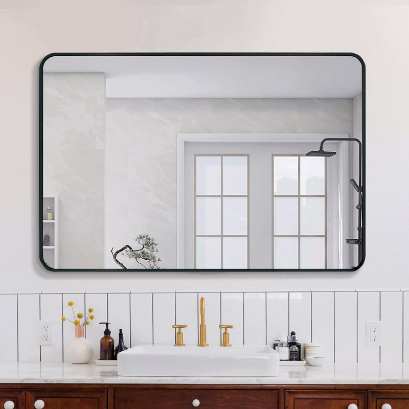 Miroir de salle de bain 30x40, 40 po x 30 po, Noir, Rectangulaire