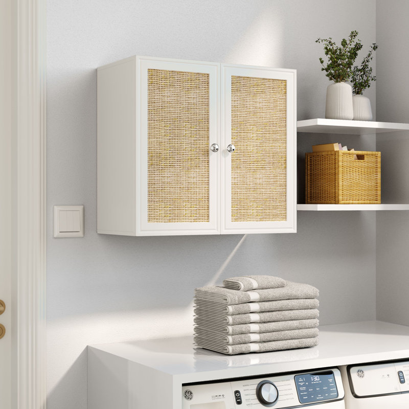 Armoire murale 24 po avec portes en rotin, H 76 cm x l 51 cm