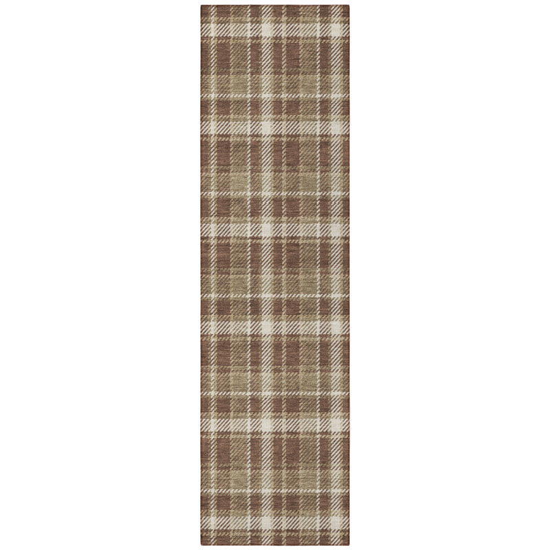 Tapis de couloir intérieur et extérieur lavable antidérapant 8 pi chocolat et ivoire 8 pi