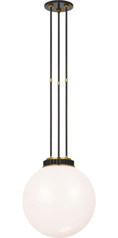 Cavill 16" Pendant with White Glass, Bronze/Natural Brass