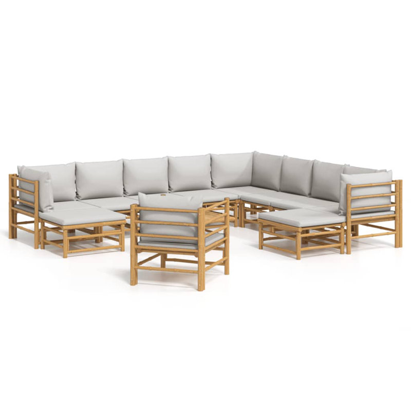 Ensemble de conversation pour 10 personnes avec coussins Engelhard, Gris clair / Brun