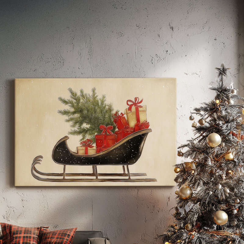 «Eve of Golden Sleigh», toile tendue avec châssis de qualité supérieure, H 24 po x l 36 po