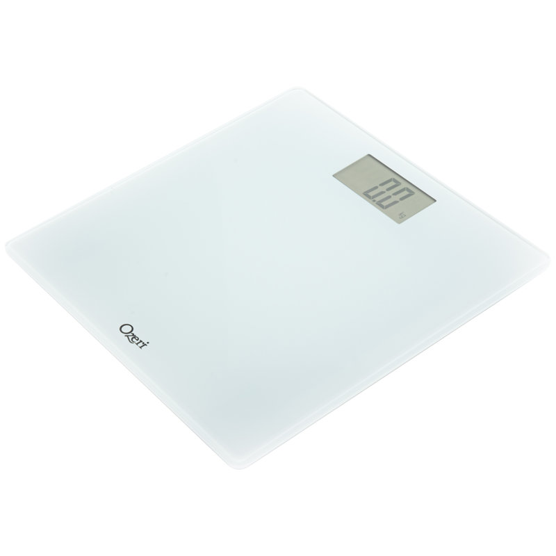 White Tempered Glass Digital Bathroom Scale with LCD Display
