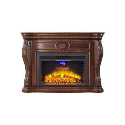Nut-Brown Solid Wood Electric Fireplace