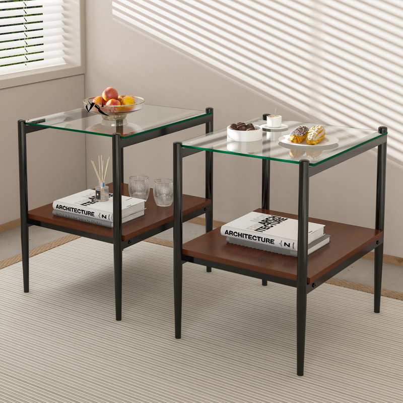 Table de bout Modern Living, Transparent, Noir / brun