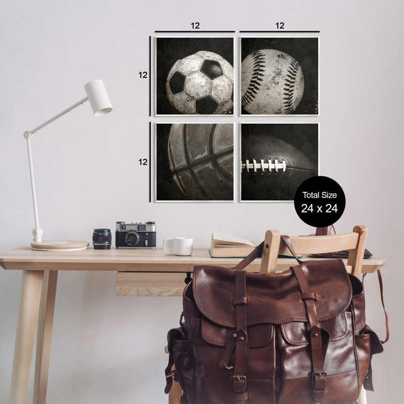 «Sports Balls», ensemble de 4 plaques murales par Kim Allen