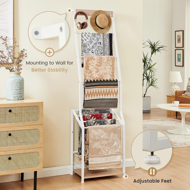 Étagère 7 niveaux avec crochets, Blanc