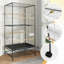 Cage à oiseaux 66 pouces, cage à oiseaux en métal avec supports roulants, bols d'alimentation, cage à perroquet large pour perruches, conures, cacatoès, cacatoès, noir