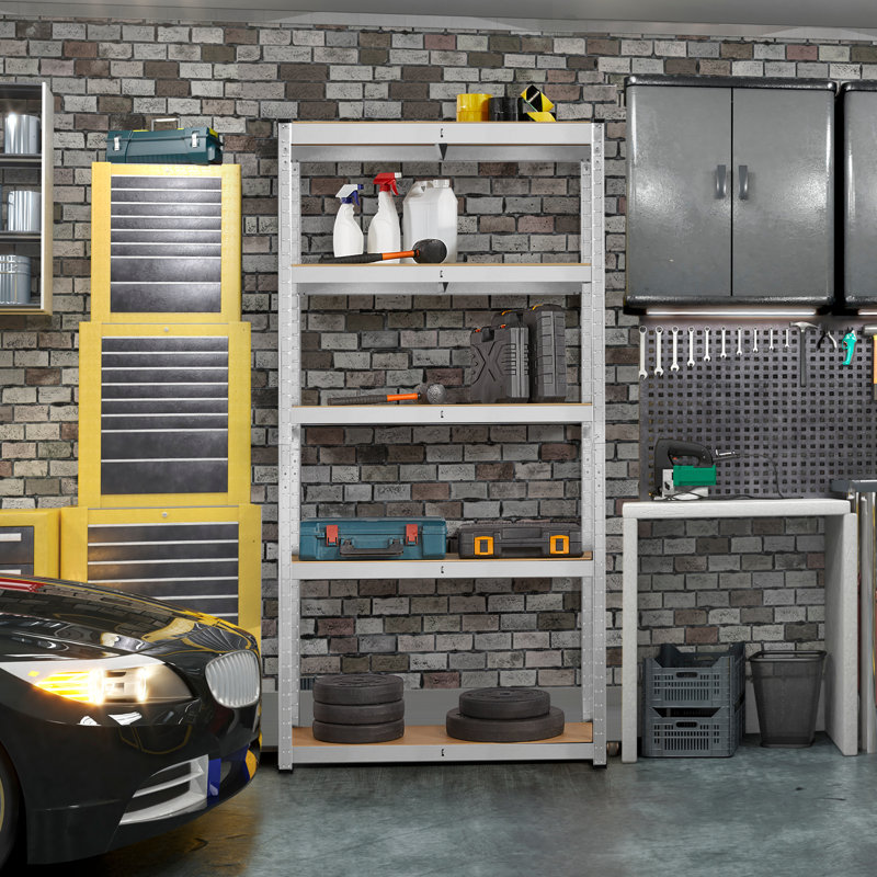 Color 90cm W Steel Storage Rack, Silver