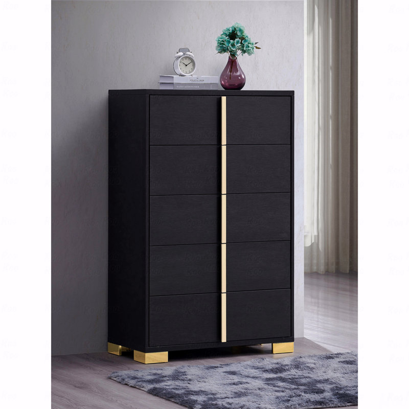 Commode 5 tiroirs, Noir