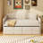 Daybed With Trundle,  Daybed With 2 Storage Drawers, Wooden Sofa Bed With Upholstered Button Tufted Backrest For Living Room, Bedroom, Guest Room-1283946735