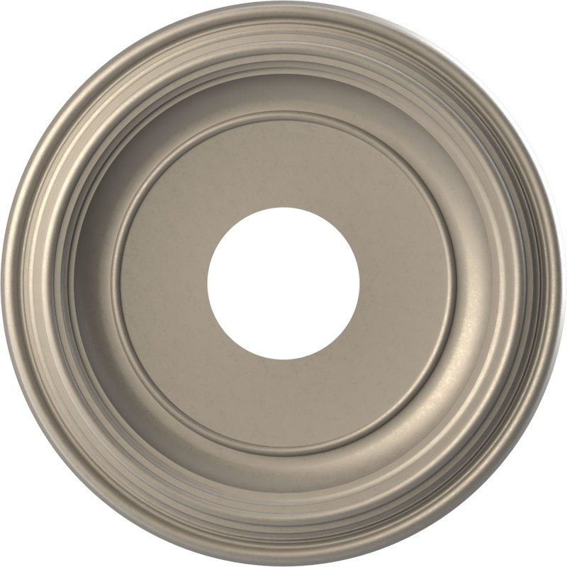 Traditional Traditional Thermoformed PVC Ceiling Medallion, 16" H x 16" W x 1.38" D, Metallic Silver Metallic